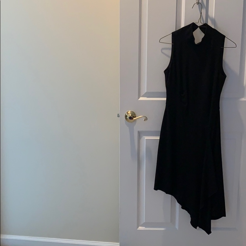 White House Black Market asymmetrical black dress